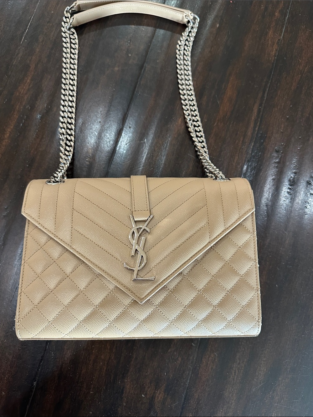 Yves Saint Laurent Tan Quilted Leather Chain Shoulder Bag sz Medium